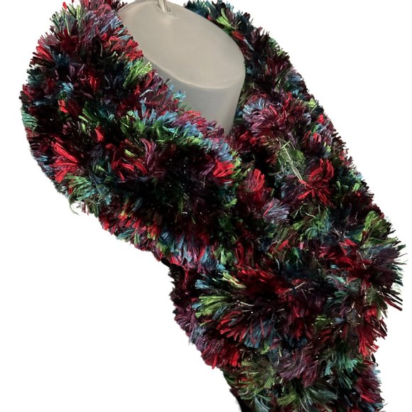 Cejon Shaggy Faux-Fur Scarf Jewel-tone Black Wrap Very Soft 70 Inch - Picture 7 of 7